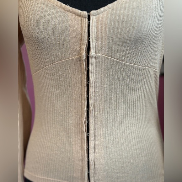 NWT Favorite Daughter Rib Bustier Top Medium Tan Ribbed Fabric Corset Style - Picture 5 of 8